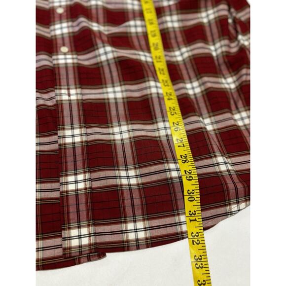 Towncraft‎ Shirt Xxl Long Sleeve Red Plaid Wrinkle Free Button Holiday workwear - Picture 6 of 7